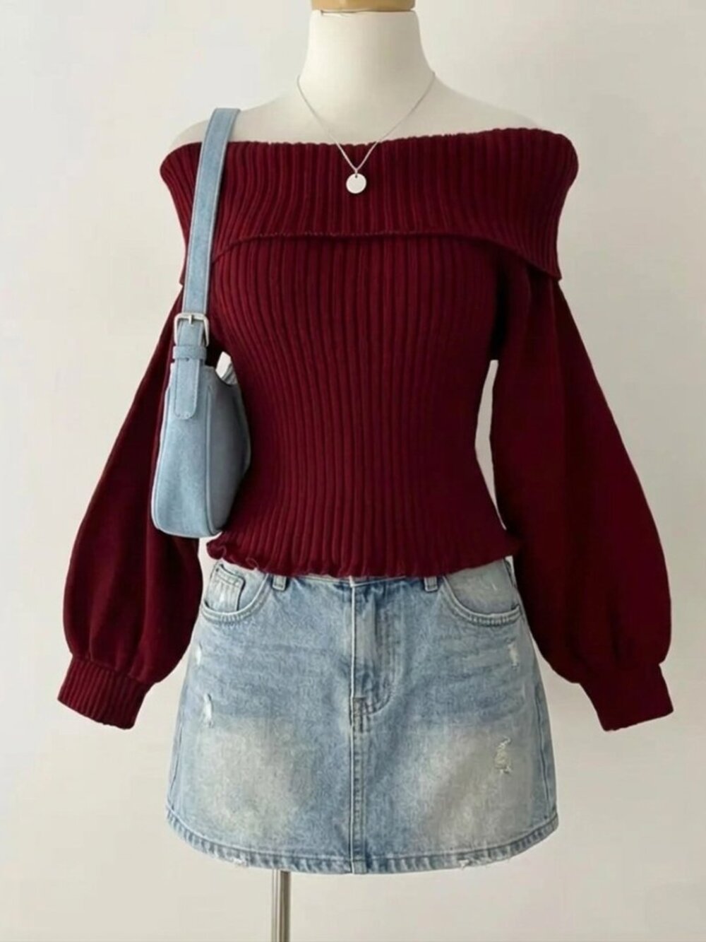 Chic Maroon Off-the-Shoulder Top